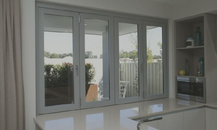image of a closed aluminium folding window